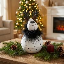 Artikel Decoratief rendier, kerstversiering, decoratieve figuur van metaal, adventswit, zwart H15.5cm Ø8cm