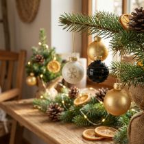 Artikel Mini kerstballen glas wit zwart goud Ø3cm 9 st