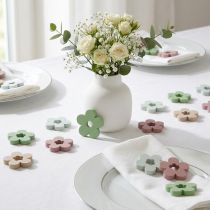 Artikel Strooidecoratie houten bloemen tafeldecoratie gekleurd 2 motieven Ø3cm 24 st