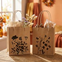 Artikel Cadeauzakjes met hengsels papier naturel zwart 12×15cm 6 st
