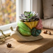 Artikel Decoratieve slakkenbloempot, keramische bloempot, kleurrijk, 19×8,5×11cm