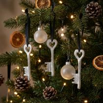 Artikel Decoratieve sleutel zilveren decoratieve hanger metaal 6x11cm 3st