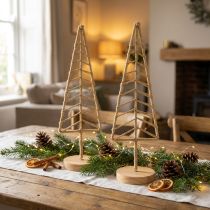 Artikel Kerstboomdecoratiestandaard metaal hout naturel H39cm 2st