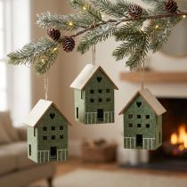 Artikel Decoratieve vilten huishangers, groen naturel, kerstversiering, set van 4
