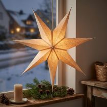 Artikel Verlichte papieren ster, natuurlijk jute, Kerstmis, 60 cm