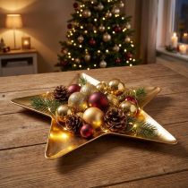 Artikel Kerstbord ster decoratiebord goud kunststof Ø31cm