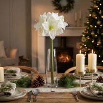 Artikel Kunstmatige amaryllisbloem, wit, met steel, advent en kerst, 50 cm