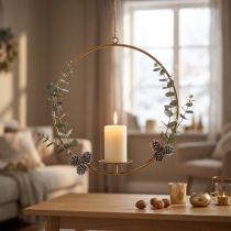 Artikel Kaarshouder om metalen decoratie goud vintage op te hangen Ø38/H48cm