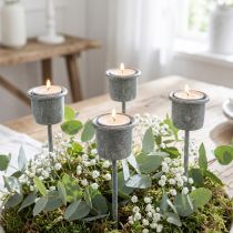Artikel Insteekkaarsenhouder Shabby Chic grijs Ø3cm H8,5cm 8 st