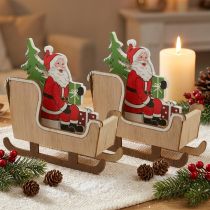 Artikel Decoratieve slee met kerstman kerstslee 10cm 2st