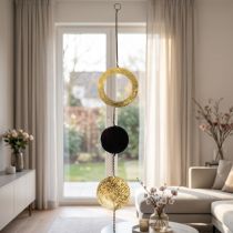 Artikel Hangende raamdecoratie in de vorm van cirkels en schijven, modern en geschikt voor elk interieur, 80 cm
