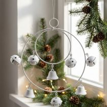 Artikel Ring met bellen, adventsdecoratie, ringkrans, metalen decoratie om op te hangen Wit H22.5cm B21.5cm