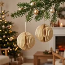Artikel Honingraatballen Kersthoningraatballen crème goud Ø8cm 4st