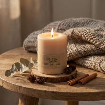 Artikel PURE Stompkaars Beige Wenzel Kaarsen Lichtbruin 90/70mm