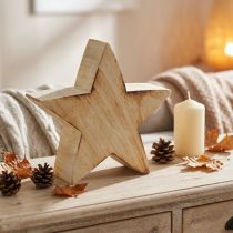 Artikel Rustieke decoratieve ster van hout - natuurlijke houtlook, 20x7 cm - veelzijdige kamerdecoratie