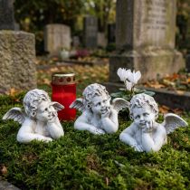 Artikel Decoratieve engelfiguur polyresin grafdecoratie grijs wit H6cm 3 stuks