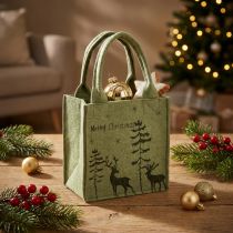 Artikel Vilttas Merry Christmas klein met hengsels Groen 15×10cm