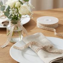 Artikel Decoratief lint sieradenlint gehaakt kantlint beige B12mm L20m