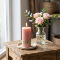 Artikel PURE stompkaars 130/60 decoratieve kaars roze natuurlijke was
