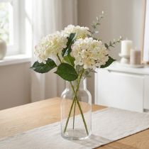 Artikel Hortensia, zijden bloem, kunstbloem voor tafeldecoratie wit, groen L44cm