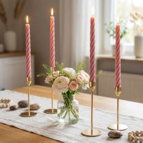 Artikel Rustieke kaarsen stokkaarsen roze gekleurd 350/28mm 4 st
