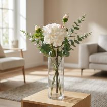 Artikel Witte rozen kunstbloemen roos groot met drie knoppen 57cm
