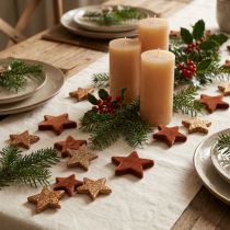 Artikel Strooidecoratie kerststerren bruin/oranje Ø4/5cm 40 st