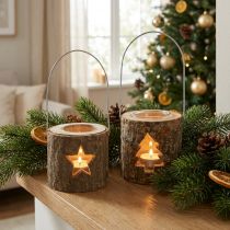 Artikel Theelichthouder om op te hangen Theelichthouder hout 7,5cm 2st