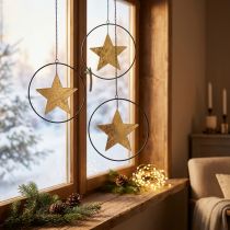 Artikel Kerstdecoratie sterhanger goud zwart 12,5cm 3st