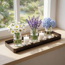 Artikel Decoratief dienblad metaal hout metalen dienblad houten voet 40x13x3cm