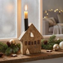 Artikel Decoratief huis hout houten decoratie kaarshouder zwart 16,5×3,5cm×22cm