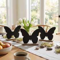 Artikel Tafeldecoratie houten decoratie vlinder zwart naturel 15cm 6 stuks