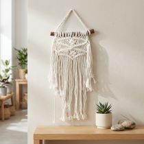 Artikel Macramé Boho Wandhanger Natuurlijke Crème 18,5x48cm Decoratie