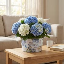Artikel Plantenbak hortensia's bloemenschaal rond kunststof Ø21cm H11cm