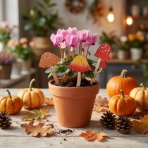 Artikel Vliegenzwam decoratieve houten pluggen bloempluggen hout 18cm 12 stuks