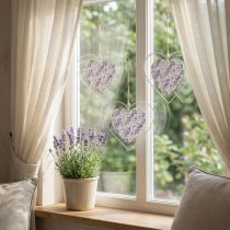 Artikel Decoratieve harten om op te hangen wit lila 18,5×17cm 4 st