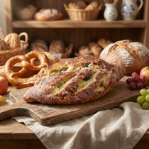 Artikel Kunstmatig decoratief rozijnenbrood - Misleidend realistische voedselreplica voor bakkerijen en etalages, 22 cm