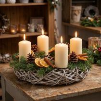 Artikel Houten krans, decoratieve krans, naturel wit, Ø30cm, H9,5cm
