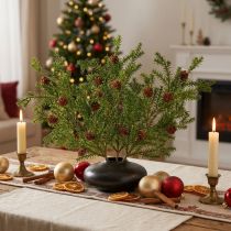 Artikel Kunstmatige dennentakken met kegels 48cm – Kerstdecoratie, dennentakken 3 stuks, groen