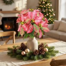Artikel Kerstster rood roze kunstkerstster L53cm