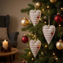 Artikel Vilten harten kerstboomversiering beige harten 8,5×12cm 6 st