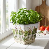 Artikel Kruidenpot, plantenbak met motief, plantenbak H13cm B13,5cm