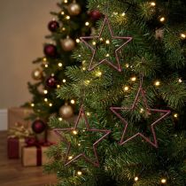 Artikel Decoratieve sterren kerstboom bessen glitter paars Ø12cm 12 stuks
