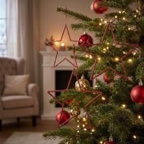Artikel Decoratieve kerststerren, glitterrood, 18 cm, 8 stuks - Kerstboomversieringen en raamdecoraties
