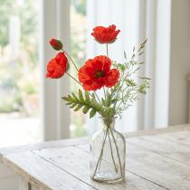 Artikel Poppy decoratieve tuinbloem met 3 bloemen rood L70cm