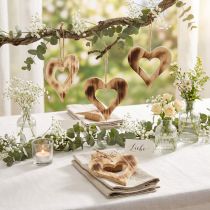 Artikel Houten harten decoratieve hanger hart in hart gevlamd 15×15cm 4st