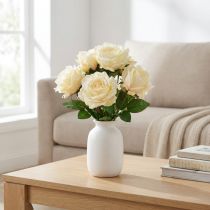 Artikel Kunstrozen Kunstbloemboeket Rozen Crème Geel Pluk 54cm
