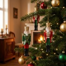 Artikel Notenkraker Hanger Kerstversiering Set van 4, Rood Groen Goud, 10 cm