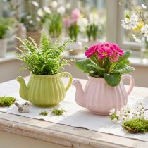 Artikel Keramieken decoratieve theepot plantenbak roze groen 19,5×13,5×11cm 2 st