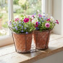 Artikel Bloempot keramiek draadmand bruin terracotta L38,5cm